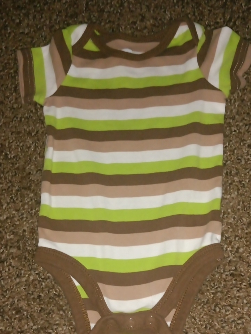 Striped Brown, Green & White Baby One-Piece-Okie Dokie